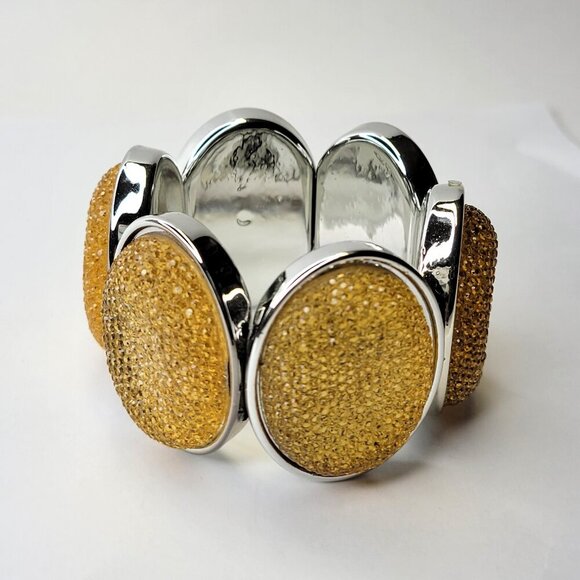 Yellow Glitter Stretch Fashion Bracelet Casual Wrap Bracelet - Picture 3 of 6